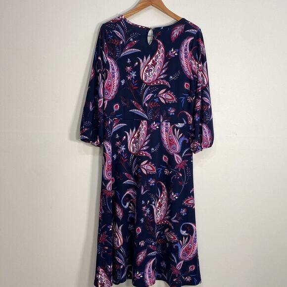 Talbots Jersey Knit Paisley Dress 14 Fit & Flare - Picture 6 of 12